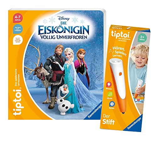 Ravensburger tiptoi Set: Frozen Die Eiskönigin - Völlig unverfroren (Kinderbuch) + 00801 Stift - mit Aufnahmefunktion + 1x Create-Sticker von tiptoi