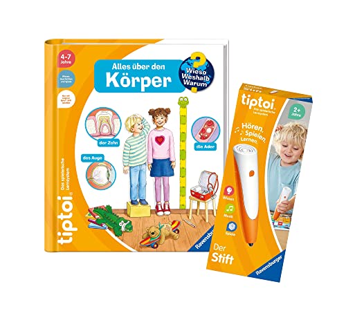 Ravensburger tiptoi Set: Wieso? Weshalb? Warum? Alles über den Körper (Kinderbuch) + 00110 tiptoi Der Stift, Lernspielzeug für Kinder von tiptoi
