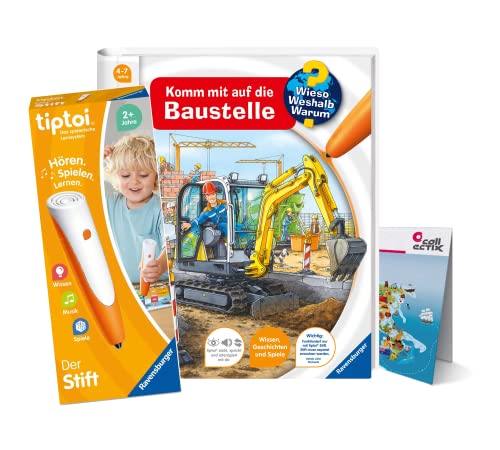 Ravensburger tiptoi Set: Wieso? Weshalb? Warum? Komm mit auf die Baustelle + 00110 tiptoi Der Stift + Kinder-Weltkarte, Lernspielzeug für Kinder Ravensburger tiptoi Set: Wieso? Weshalb? Warum? Komm mit auf die Baustelle + 00110 tiptoi Der Stift + Kinder-Weltkarte, Lernspielzeug für Kinder von tiptoi
