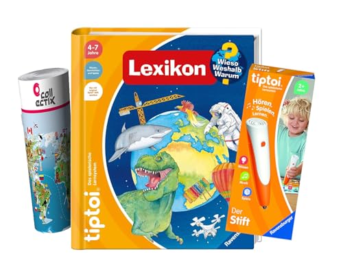 Ravensburger tiptoi Set: Wieso? Weshalb? Warum? Lexikon (Kinderbuch) + 00110 tiptoi Der Stift, Lernspielzeug für Kinder von tiptoi