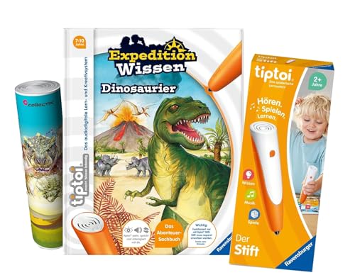 tiptoi Ravensburger Buch | Expedition Wissen: Dinosaurier (Kinderbuch) + 00110 Stift mit Dino-Poster, Lernspielzeug für Kinder von tiptoi