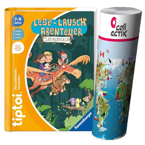 tiptoi Ravensburger Buch | Lese - Lausch Abenteuer Zauberwald - Lesen für Kinder ab 7 Jahre + Kinder Weltkarte von tiptoi