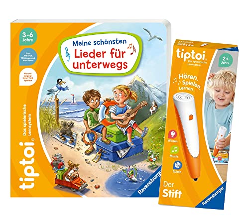 tiptoi Ravensburger Meine schönsten Lieder für unterwegs Lernbuch + Ravensburger 00801 Stift - mit Aufnahmefunktion von tiptoi