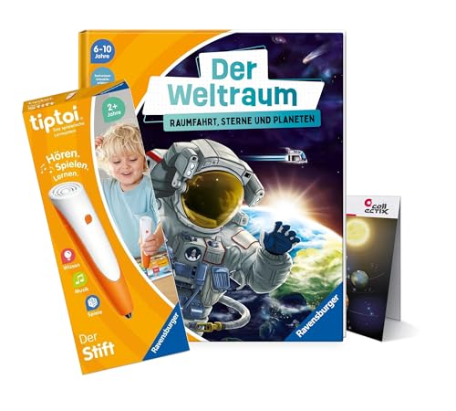 tiptoi Ravensburger Set Weltraum: Raumfahrt, Sterne und Planeten + 00110 Stift + Weltraum-Poster, Lernspielzeug für Kinder von tiptoi