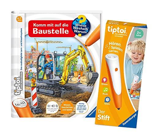 tiptoi Ravensburger Set: Wieso? Weshalb? Warum? | Komm mit auf die Baustelle (Kinderbuch) + 00110 Der Stift von tiptoi