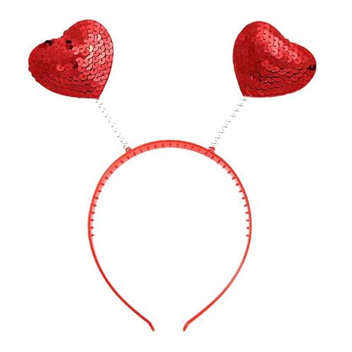 Herz-Stirnband, Valentinstag, Stirnband, Pailletten, Liebe, Herz, Bopper, Haarreif, Hochzeits-Kopfschmuck, Kopfschmuck, Partyzubehör, Seidenmaterial von tixoacke