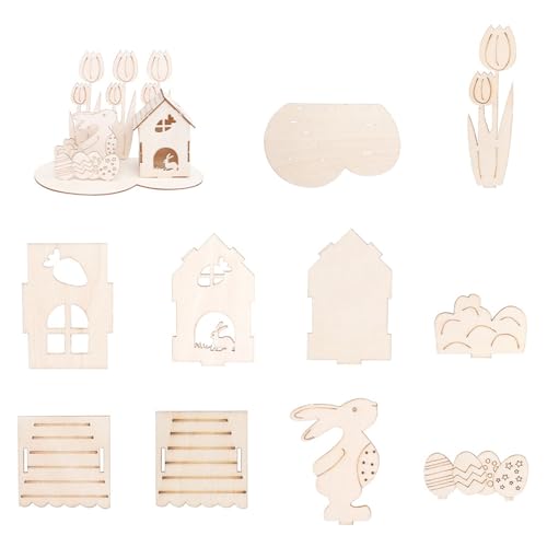 Osterhase aus Holz Dekorationen Set von DIY Ostereier Ornament 3D Puzzle für handgemachtes Handwerk und Wohnkultur Holz Osterdekor von tixoacke