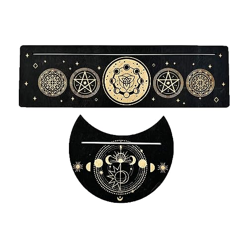 tixoacke Mond Und Rechteckkartenhalter Für Hexen Wahrsagungswerkzeuge Tarotkartenständerhalter Mondphasen Altarbasis Tarotkartenständer Tarotkartenhalter Rack Tarotkartenbasis Tarotkarte von tixoacke