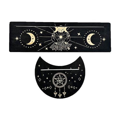 tixoacke Mond Und Rechteckkartenhalter Für Hexen Wahrsagungswerkzeuge Tarotkartenständerhalter Mondphasen Altarbasis Tarotkartenständer Tarotkartenhalter Rack Tarotkartenbasis Tarotkarte von tixoacke