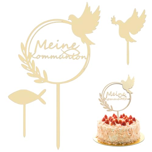 tiyiyok Cake Topper Kommunion, Deko Konfirmation Junge, 3 Er-Set, Tortendekorationen Eignen Sich für Abendmahlsparty Dekorationen für Jungen Und Mädchen von tiyiyok