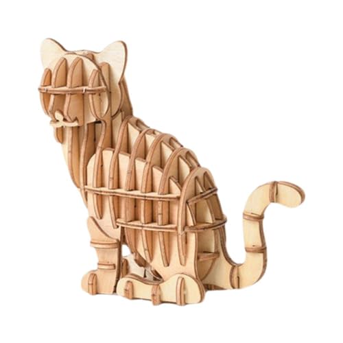 3D-Puzzle-Modellbausatz, DIY-3D-Puzzle, Tier-Schnauzer-Hunde-Puzzle-Box, 3D-Puzzle-Box, Wildtiere, Skelett-Architektur, Zusammenbau-Modellbausätze für Kinder und Erwachsene (Katze) von tkerinse