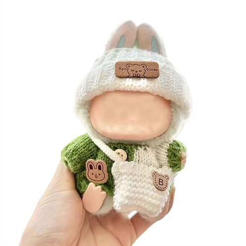 Häkelkleidung für 17 cm Puppe, modisches Kleidungsset, 3-teiliges Set, Mütze, Kleidung, Rucksack für 17 cm Puppenzubehör, Strick-Outfit, entzückende Puppenkleidung, Ersatzzubehör (keine Puppe) von tkerinse