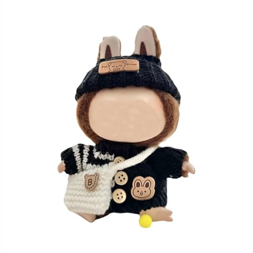 Häkelkleidung für 17 cm Puppe, modisches Kleidungsset, 3-teiliges Set, Mütze, Kleidung, Rucksack für 17 cm Puppenzubehör, Strick-Outfit, entzückende Puppenkleidung, Ersatzzubehör (keine Puppe) von tkerinse