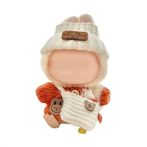 Häkelkleidung für 17 cm Puppe, modisches Kleidungsset, 3-teiliges Set, Mütze, Kleidung, Rucksack für 17 cm Puppenzubehör, Strick-Outfit, entzückende Puppenkleidung, Ersatzzubehör (keine Puppe) von tkerinse