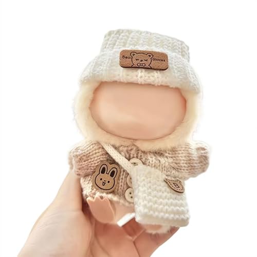 Häkelkleidung für 17 cm Puppe, modisches Kleidungsset, 3-teiliges Set, Mütze, Kleidung, Rucksack für 17 cm Puppenzubehör, Strick-Outfit, entzückende Puppenkleidung, Ersatzzubehör (keine Puppe) von tkerinse