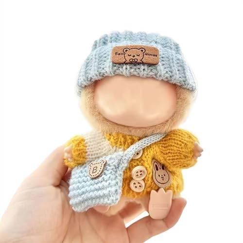 Häkelkleidung für 17 cm Puppe, modisches Kleidungsset, 3-teiliges Set, Mütze, Kleidung, Rucksack für 17 cm Puppenzubehör, Strick-Outfit, entzückende Puppenkleidung, Ersatzzubehör (keine Puppe) von tkerinse