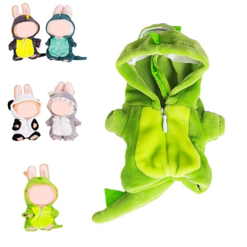 Kleidung für Puppen, 17 cm, Plüschpuppenkleidung, Tier, einteiliger Kleidungsanzug, Schlafanzug für Labu, weiches Outfit, niedliches Kleidungsset für 6,7 Zoll Puppen Display und Spielen von tkerinse