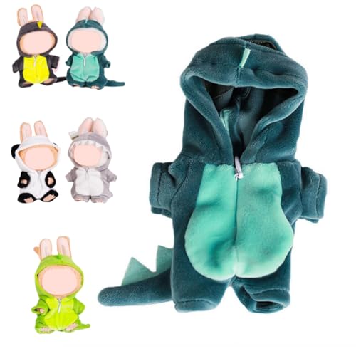 Kleidung für Puppen, 17 cm, Plüschpuppenkleidung, Tier, einteiliger Kleidungsanzug, Schlafanzug für Labu, weiches Outfit, niedliches Kleidungsset für 6,7 Zoll Puppen Display und Spielen von tkerinse