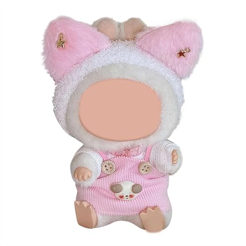 Rosa Puppenkleidungsset für 17 cm große Puppen, bezauberndes schickes Kleidungsset für 17 cm große Puppen, niedliche Plüschkleidung, rosa Kleid, Ersatzzubehör für 17 cm große Puppen von tkerinse