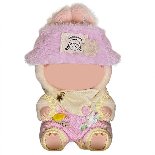 Rosa Puppenkleidungsset für 17 cm große Puppen, bezauberndes schickes Kleidungsset für 17 cm große Puppen, niedliche Plüschkleidung, rosa Kleid, Ersatzzubehör für 17 cm große Puppen von tkerinse