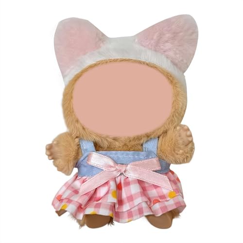 Rosa Puppenkleidungsset für 17 cm große Puppen, bezauberndes schickes Kleidungsset für 17 cm große Puppen, niedliche Plüschkleidung, rosa Kleid, Ersatzzubehör für 17 cm große Puppen von tkerinse