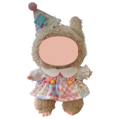 Rosa Puppenkleidungsset für 17 cm große Puppen, bezauberndes schickes Kleidungsset für 17 cm große Puppen, niedliche Plüschkleidung, rosa Kleid, Ersatzzubehör für 17 cm große Puppen von tkerinse
