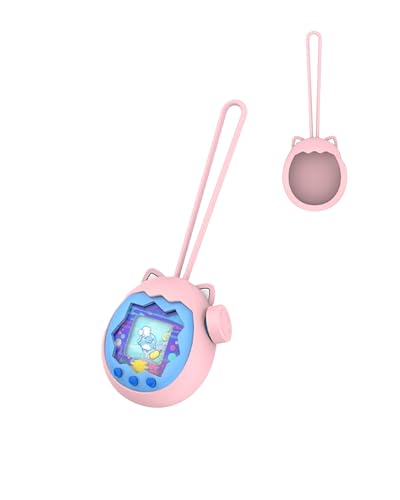 toergy Silikon-Schutzhülle für Tamagotchi Paradise - Weiche Anti-Drop Stoßfest Hülle,mit Einem String,Elektronisches Haustierzubehör, Schutz für Virtual Pet Game Machine, Rosa von toergy