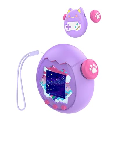 toergy Silikon-Schutzhülle für Tamagotchi Paradise - Weiche Anti-Drop Stoßfest Hülle,mit Einem String,Elektronisches Haustierzubehör, Schutz für Virtual Pet Game Machine,lila von toergy