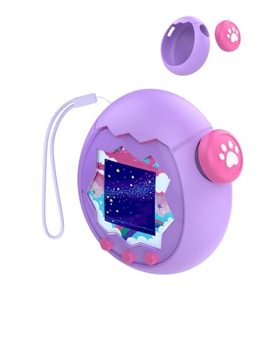 toergy Silikon-Schutzhülle für Tamagotchi Paradise - Weiche Anti-Drop Stoßfest Hülle,mit Einem String,Elektronisches Haustierzubehör, Schutz für Virtual Pet Game Machine (lila) von toergy