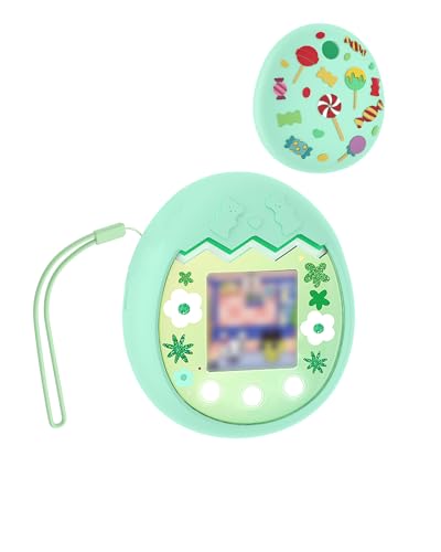 toergy Silikon-Schutzhülle für Tamagotchi Pix - Weiche Anti-Drop Stoßfest Hülle,mit Einem String,Elektronisches Haustierzubehör Schutz für Virtual Pet Game Machine(Grün) von toergy