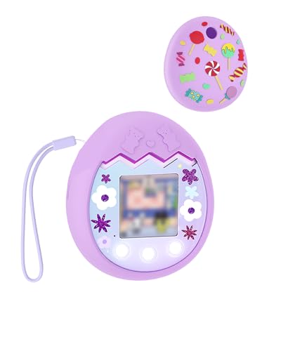toergy Silikon-Schutzhülle für Tamagotchi Pix - Weiche Anti-Drop Stoßfest Hülle,mit Einem String,Elektronisches Haustierzubehör Schutz für Virtual Pet Game Machine(Violett) von toergy
