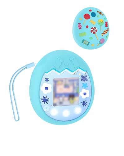toergy Silikon-Schutzhülle für Tamagotchi Pix - Weiche Anti-Drop Stoßfest Hülle,mit Einem String,Elektronisches Haustierzubehör Schutz für Virtual Pet Game Machine (blau) von toergy