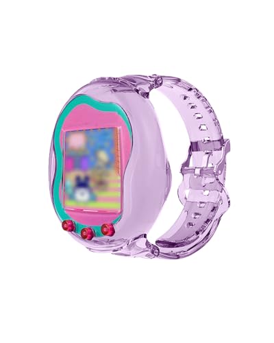 toergy Silikon-Schutzhülle für Tamagotchi Uni - Weiche Anti-Drop Stoßfest Hülle, Elektronisches Haustierzubehör mit Armband, Schutz für Virtual Pet Game Machine (Transparent Lila) von toergy