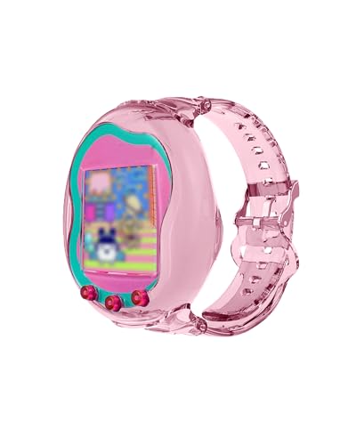 toergy Silikon-Schutzhülle für Tamagotchi Uni - Weiche Anti-Drop Stoßfest Hülle, Elektronisches Haustierzubehör mit Armband, Schutz für Virtual Pet Game Machine (Transparent Rosa) von toergy