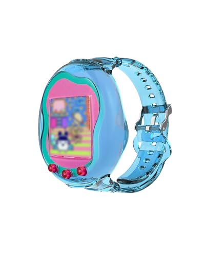 toergy Silikon-Schutzhülle für Tamagotchi Uni - Weiche Anti-Drop Stoßfest Hülle, Elektronisches Haustierzubehör mit Armband, Schutz für Virtual Pet Game Machine (Transparentes Blau) von toergy