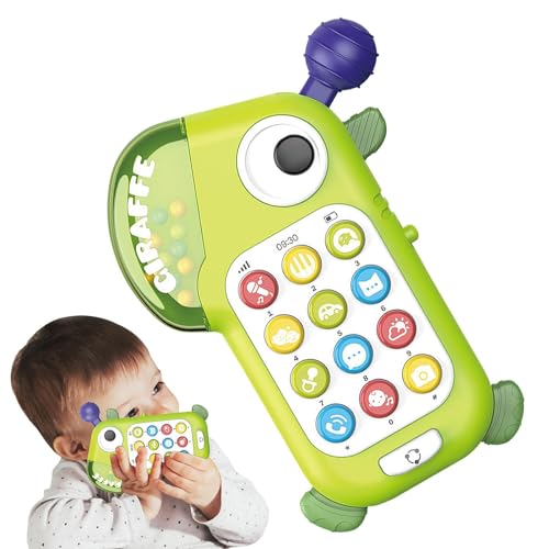 tongfeng Spielzeug-Handy,Kinder-Handy-Spielzeug | Cartoon-Giraffen-Spielzeugtelefon für Kinder | Musiksimuliertes Früherziehungs-Mobiltelefon, Cartoon-Erleuchtungs-Lerngeschichtenmaschine für Kinder von tongfeng