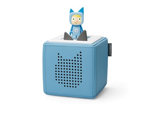tonies Toniebox Starter Set inkl. 1 Kreativ Figur – Audioplayer für Hörbücher und Lieder für Kinder, einfach zu bedienende kabellose Musikbox BZW. Lautsprecher, 7 Std. Akku, Blau von tonies