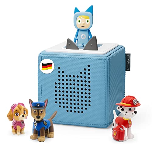 tonies Toniebox Extrapack – Toniebox Starterset Blau + 3 Hörfiguren, Toniebox Blau mit passendem Kreativ 3 x Paw Patrol Kinder ab 3 Jahren von tonies