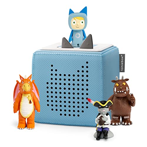 tonies Toniebox Julia Donaldson Bundle inkl. 1 Kreative und 3 Charaktere, Grüffelo, Zog und Autobahnratte, Kindergeschenke, bildschirmfreie Hörbücher/Kindermusikplayer, Frühlernspielzeug, Hellblau von tonies
