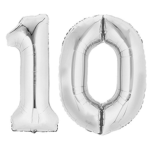 TOP TEN XXL Folienballon 80 cm Silber 10 Zahlenballon, Luftballon, Geburtstag, Heliumballon TOP TEN XXL Folienballon 80 cm Silber 10 Zahlenballon, Luftballon, Geburtstag, Heliumballon von TOP TEN