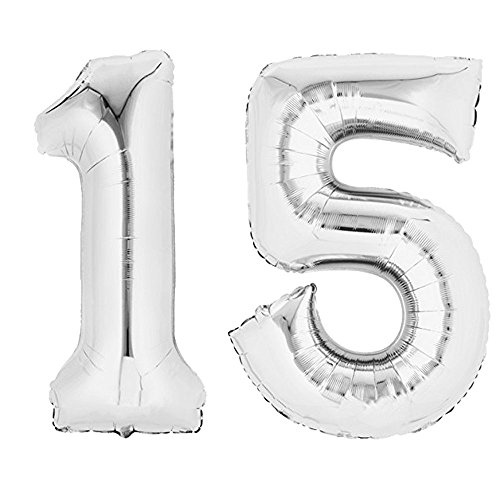 TOP TEN XXL Folienballon 80 cm Silber 15 Zahlenballon, Luftballon, Geburtstag, Heliumballon TOP TEN XXL Folienballon 80 cm Silber 15 Zahlenballon, Luftballon, Geburtstag, Heliumballon von TOP TEN