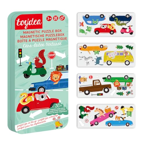 Toydea Magnetspiel Puzzle Box Autos – Fördert Motorik & Fantasie | Magnetisches Spielzeug ab 3 Jahre, ideales Reisespiel für Kinder | Beschäftigung für Autofahrt & Flugzeug von toydea