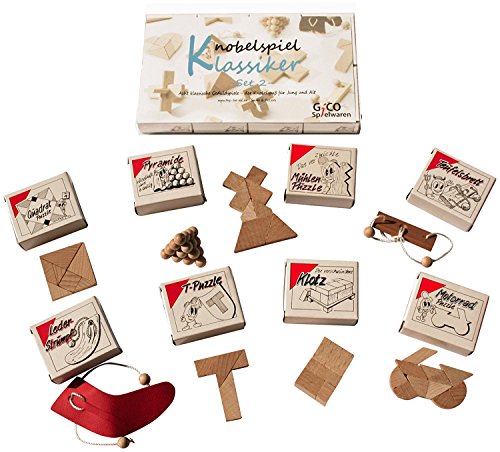 Knobelspiel Klassiker Set 2-8 Geschicklichkeitsspiele in Geschenkverpackung - incl. Lösung von toys-for-all