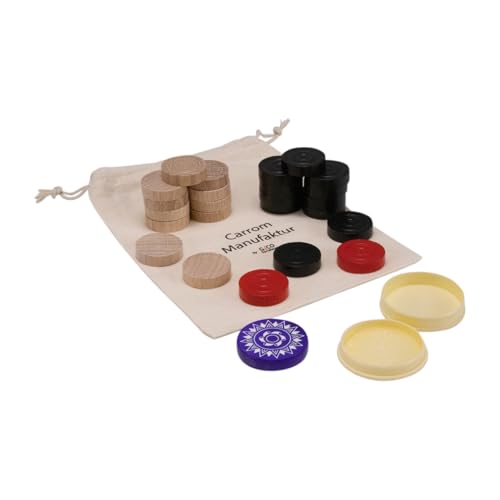 GICO Carrom Steine Komplettsatz von Carrom Manufaktur, Set Standard Class mit Steinen und Striker - 2102 GICO Carrom Steine Komplettsatz von Carrom Manufaktur, Set Standard Class mit Steinen und Striker - 2102 von GICO