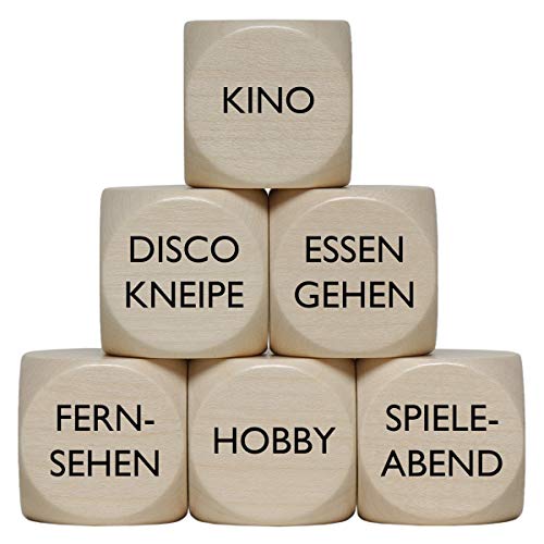 „was Machen wir?“ Entscheidungswürfel Hobby Freizeit Kino Fernsehen Essen gehen Disco Kneipe Spieleabend Holzwürfel 30 mm - 1 Stück „was Machen wir?“ Entscheidungswürfel Hobby Freizeit Kino Fernsehen Essen gehen Disco Kneipe Spieleabend Holzwürfel 30 mm - 1 Stück von toys-for-all