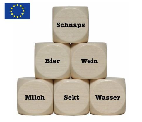 „was Trinken?“ Holzwürfel 30 mm - 1 Stück „was Trinken?“ Holzwürfel 30 mm - 1 Stück von toys-for-all