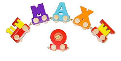 Buchstabenzug Bunt Namens-Set 3 Buchstaben Namen (kostenfreie Loc, Waggon & Fotozug) | Fun World Toys® Buchstaben Zug Holz Name von toys.funworld