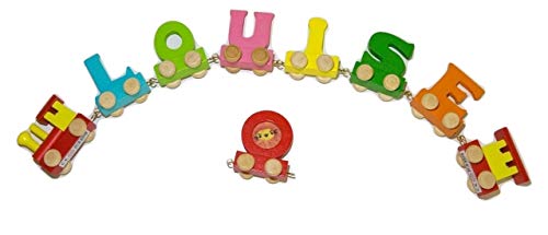 Buchstabenzug Bunt Namens-Set 6 Buchstaben Namen (kostenfreie Loc, Waggon & Fotozug) | Fun World Toys® Buchstaben Zug Holz Name von toys.funworld