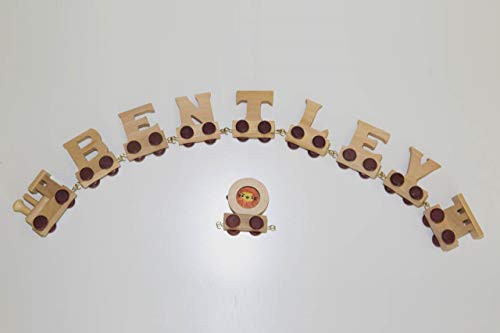 Buchstabenzug Holz Name - Set 7 Buchstaben Namen (kostenfreie Loc, Waggon) | Fun World Toys® namenszug holzbuchstaben von toys.funworld