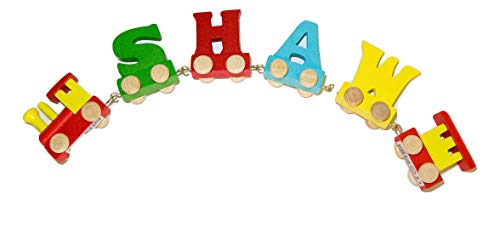 Bunter Holzzug mit Buchstaben, personalisierbar 4-letter Name Bunter Holzzug mit Buchstaben, personalisierbar 4-letter Name von toys.funworld